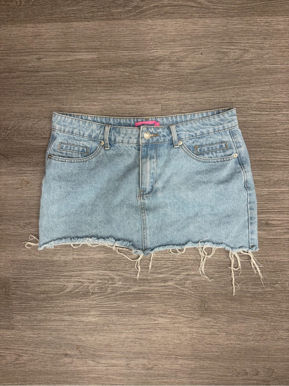Edikted Light Wash Denim Mini Skirt Size Medium